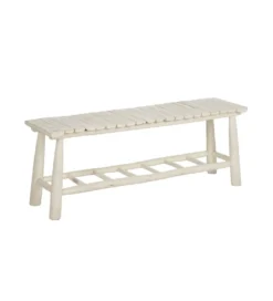 Ławka WORN 120 cm drewno teak bielona*Zona-Design Best