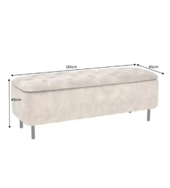 Ławka z schowkiem EN VOUGE 120 cm welwet szary*Invicta Interior - przedsprzedaż Outlet
