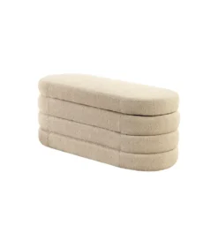 Ławka z schowkiem VOQUE 115 cm bouclé taupe*Invicta Interior Clearance
