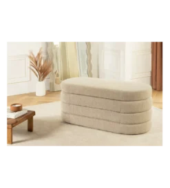 Ławka z schowkiem VOQUE 115 cm bouclé taupe*Invicta Interior Clearance