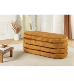 Ławka z schowkiem VOQUE 115 cm welwet musztardowy*Invicta Interior Online