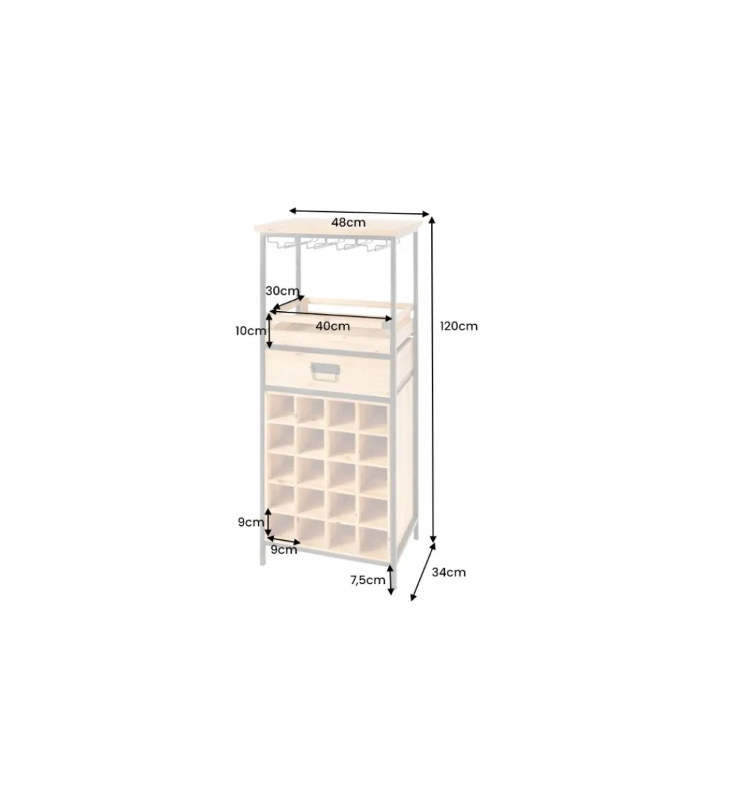 Barek na wino TULUZA 48 cm drewno sosna*Invicta Interior Sale