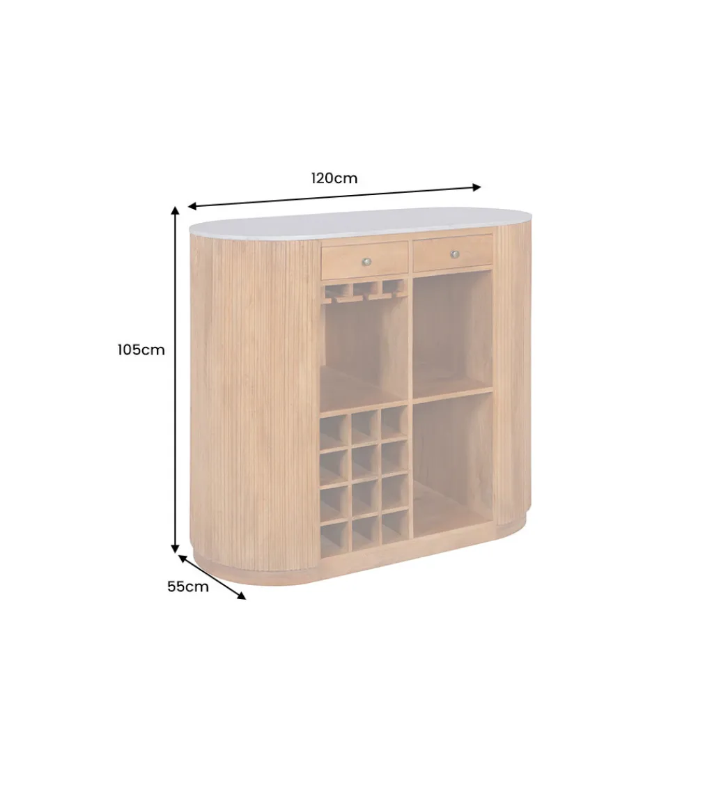 Barek wyspa TRES CHIC 120 cm drewno mango blat marmur*Invicta Interior Online