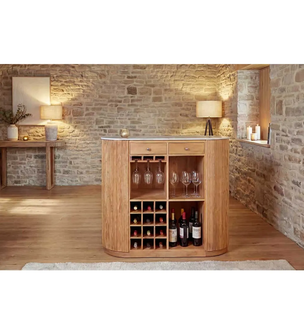 Barek wyspa TRES CHIC 120 cm drewno mango blat marmur*Invicta Interior Online