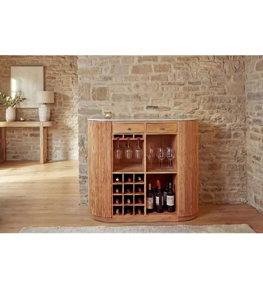 Barek wyspa TRES CHIC 120 cm drewno mango blat marmur*Invicta Interior Online