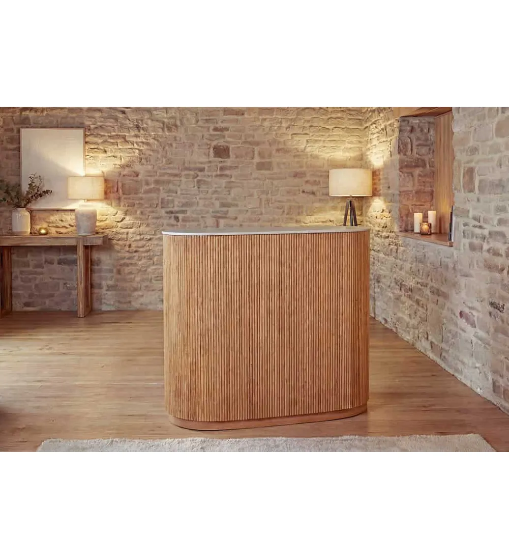 Barek wyspa TRES CHIC 120 cm drewno mango blat marmur*Invicta Interior Online