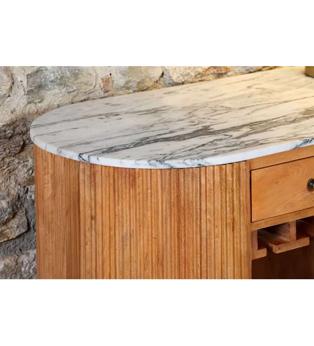 Barek wyspa TRES CHIC 120 cm drewno mango blat marmur*Invicta Interior Online