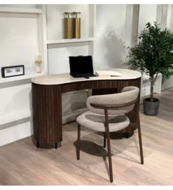 Biurko BRIX DEXTER 136 cm drewno mango brązowe kamień bottecino*LF-Design Online