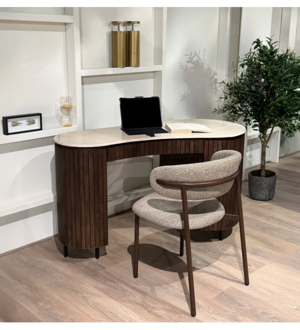 Biurko BRIX DEXTER 136 cm drewno mango brązowe kamień bottecino*LF-Design Online