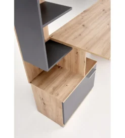 Biurko MISO 144 cm drewno dębu artisan grafitowy*Halmar Outlet