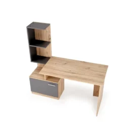 Biurko MISO 144 cm drewno dębu artisan grafitowy*Halmar Outlet