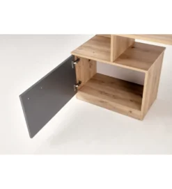 Biurko MISO 144 cm drewno dębu artisan grafitowy*Halmar Outlet
