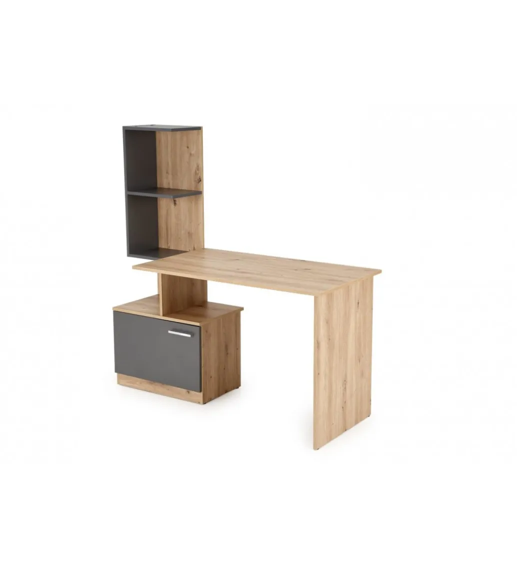 Biurko MISO 144 cm drewno dębu artisan grafitowy*Halmar Outlet