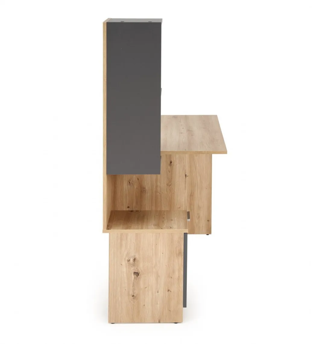 Biurko MISO 144 cm drewno dębu artisan grafitowy*Halmar Outlet