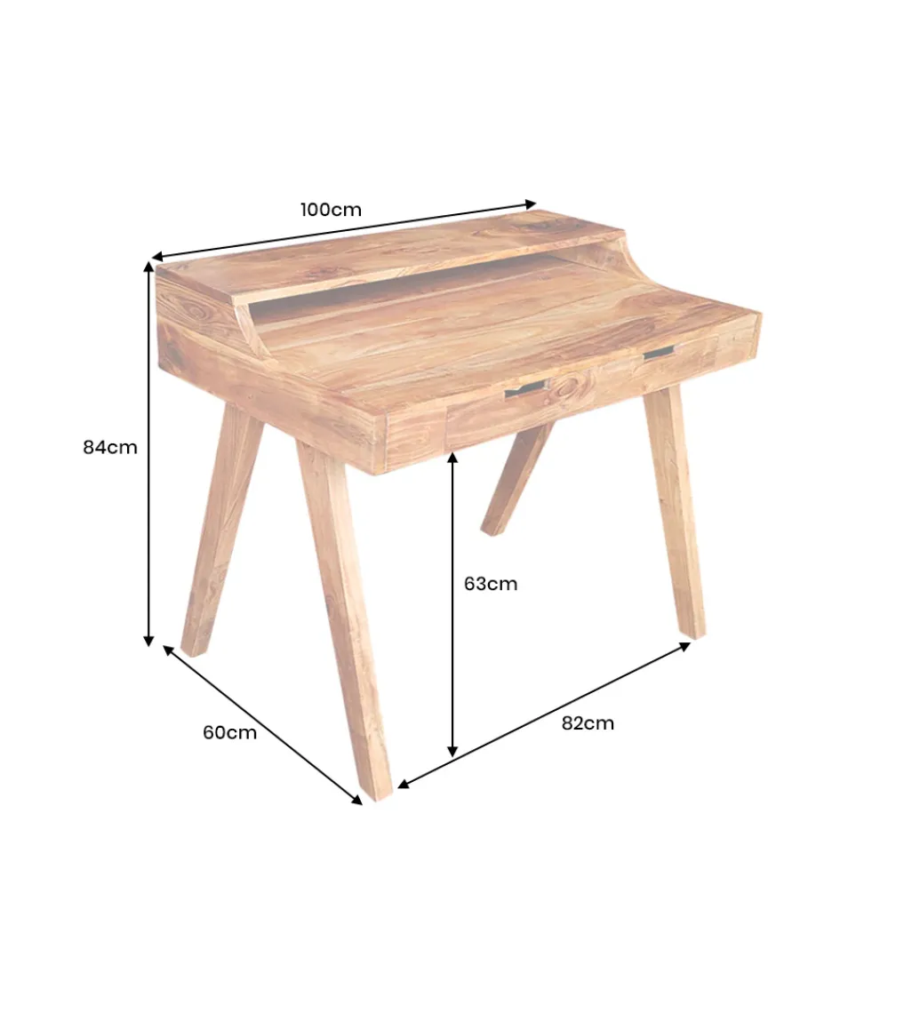 Biurko MONSOON 100 cm drewno akacja*Invicta Interior - przedsprzedaż Discount