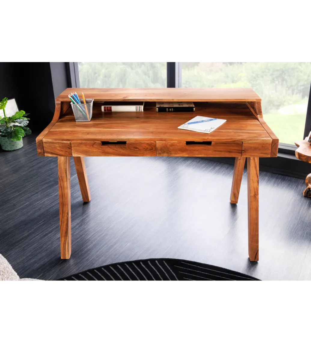 Biurko MONSOON 100 cm drewno akacja*Invicta Interior - przedsprzedaż Discount