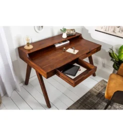 Biurko Monsoon 100 cm drewno ciemna akacja*Invicta Interior - przedsprzedaż Outlet