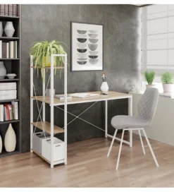 Biurko NARVIK 120 cm w kolorze biały dąb sonoma*Halmar Online