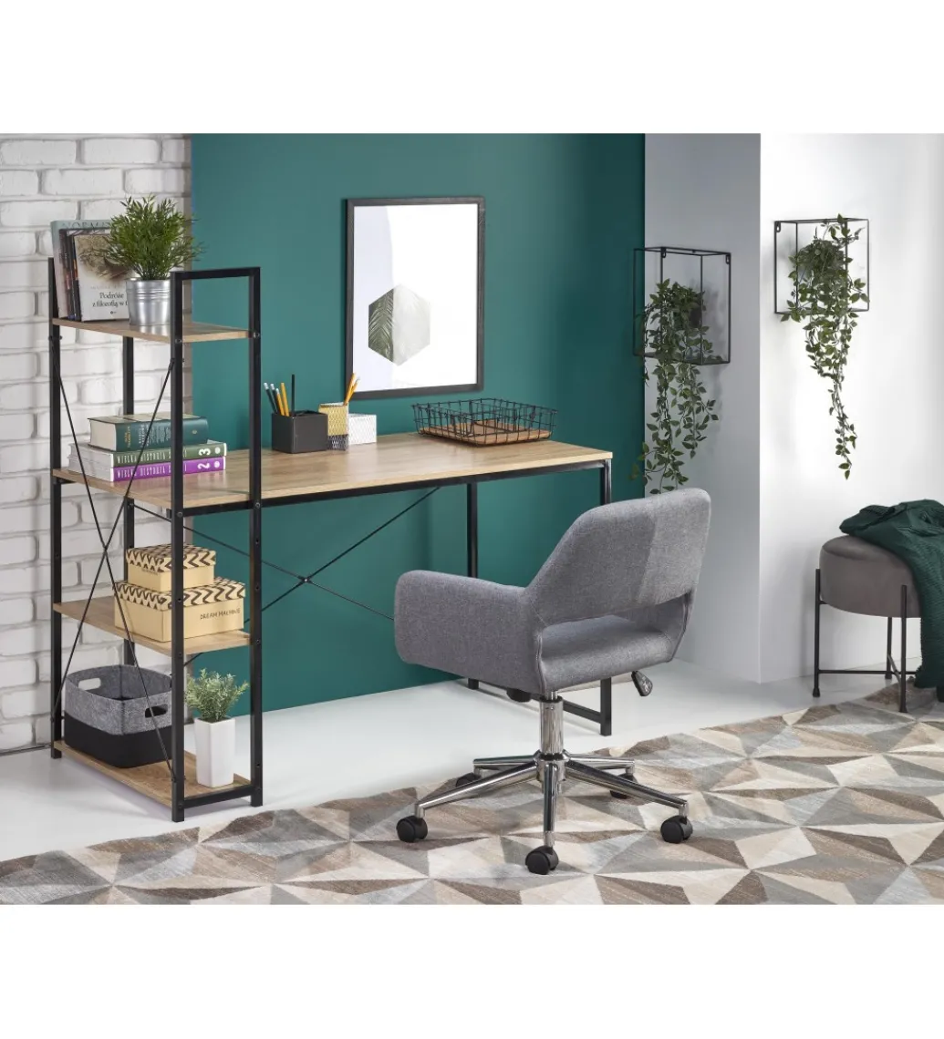 Biurko NARVIK 120 cm w kolorze czarny dąb sonoma*Halmar Sale
