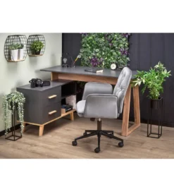 Biurko rozkładane SERGIO XL 134 cm - 210 cm antracytowe*Halmar Outlet