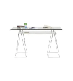 Biurko szklane POLAR 130 cm srebrne*KARE Outlet