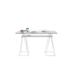 Biurko szklane POLAR 130 cm srebrne*KARE Outlet