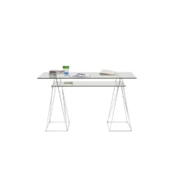 Biurko szklane POLAR 130 cm srebrne*KARE Outlet