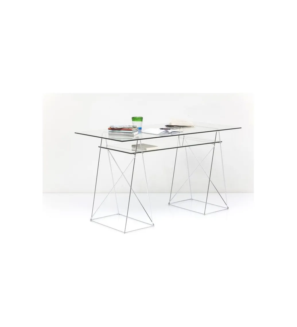 Biurko szklane POLAR 130 cm srebrne*KARE Outlet