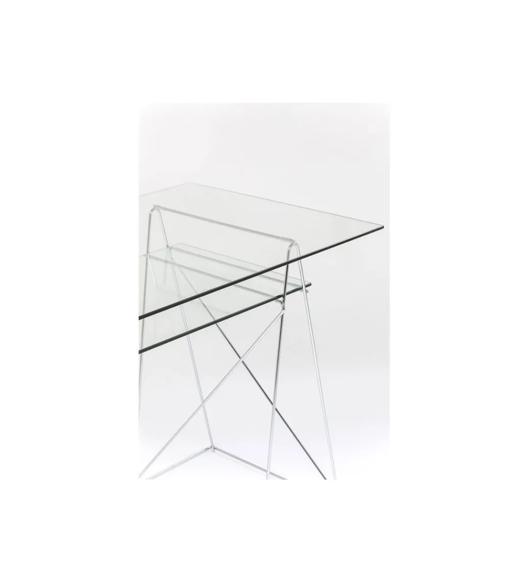 Biurko szklane POLAR 130 cm srebrne*KARE Outlet