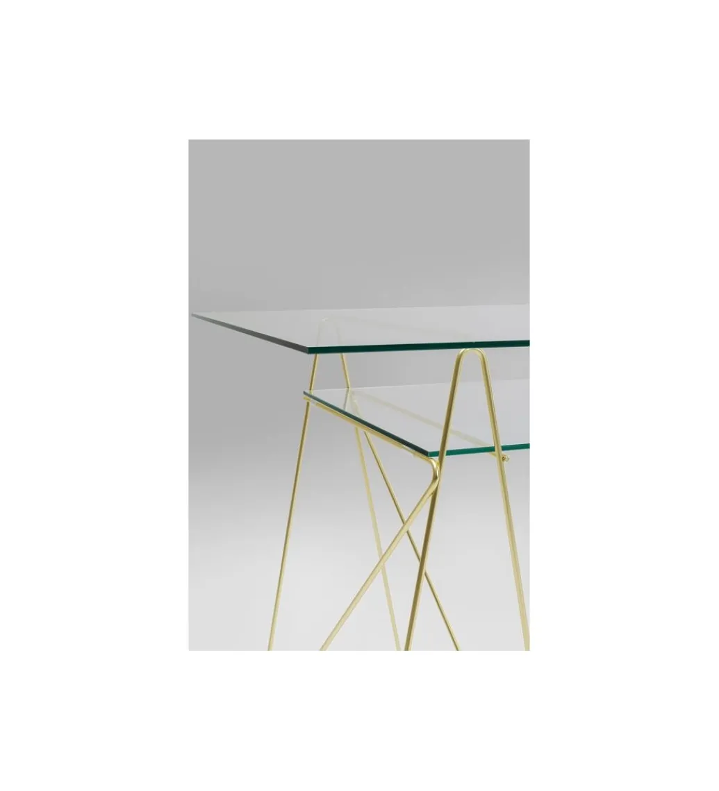 Biurko szklane POLAR 135 cm złote*KARE New