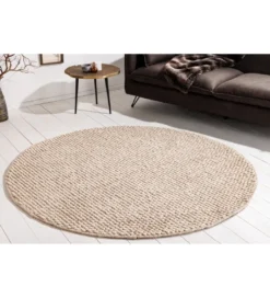 Dywan WOOL 150cm okrągły beżowy*Invicta Interior Best