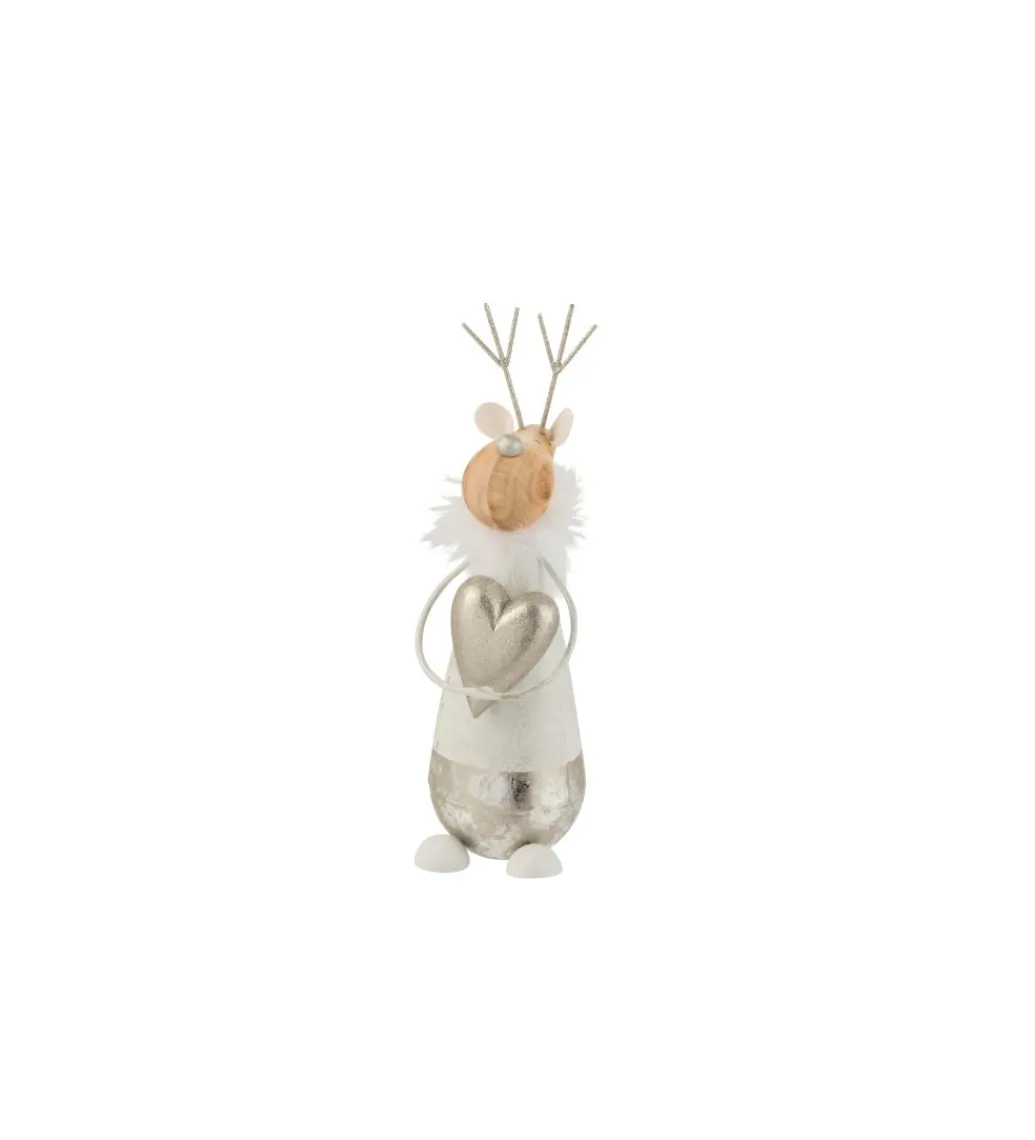 Figurka dekoracyjna Reindeer Heart 30 cm biała*J-Line New