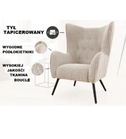 Fotel ARIANA Bouclé Greige*Invicta Interior - przedsprzedaż Clearance