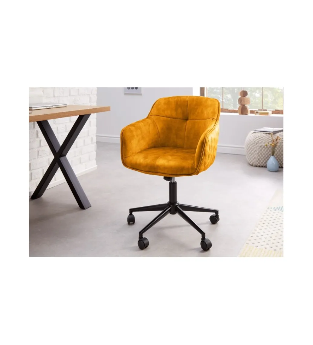 Fotel biurowy Edmonton ciemna musztarda*Invicta Interior Outlet