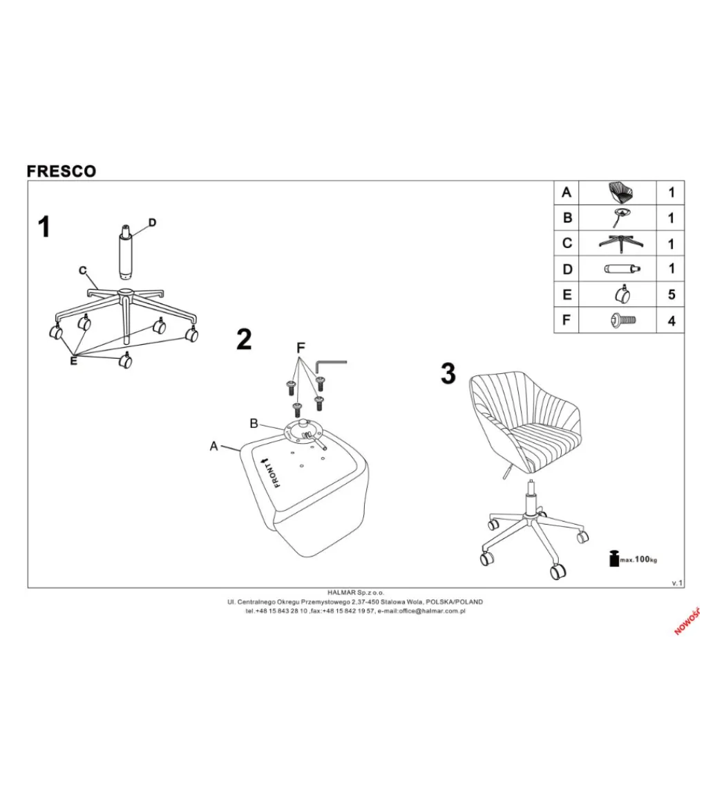 Fotel biurowy FRESCO różowy*Halmar Sale