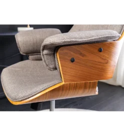 Fotel biurowy MANHATTAN od 44 do 54 cm szary drewno dębu*Invicta Interior - przedsprzedaż Clearance