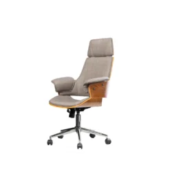 Fotel biurowy MANHATTAN od 44 do 54 cm szary drewno dębu*Invicta Interior - przedsprzedaż Clearance