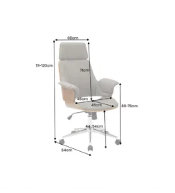 Fotel biurowy MANHATTAN od 44 do 54 cm szary drewno dębu*Invicta Interior - przedsprzedaż Clearance