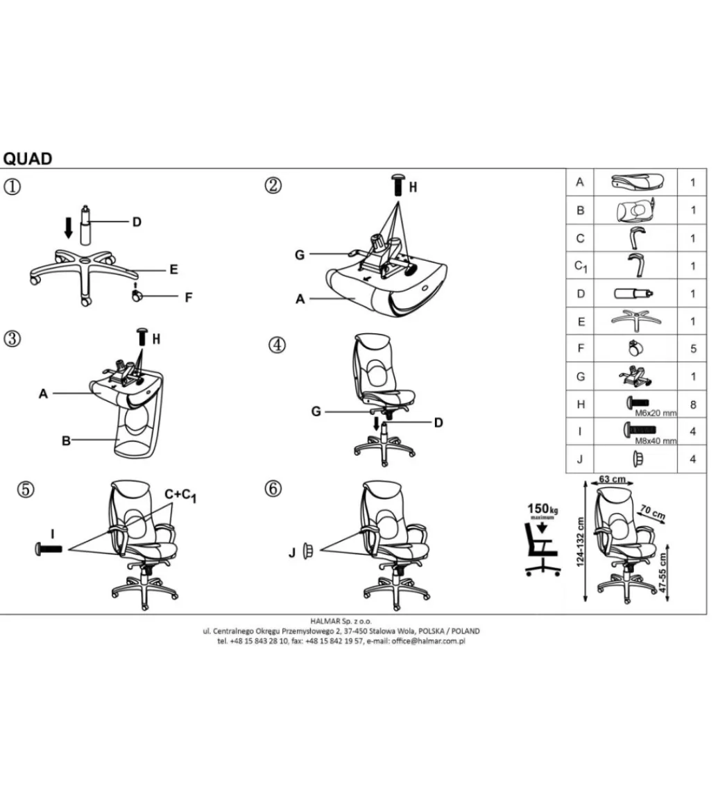 Fotel biurowy QUAD czarny*Halmar Online
