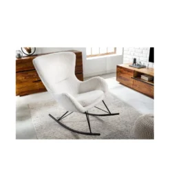 Fotel bujany Scandinavia Bouclé biały*Invicta Interior Outlet
