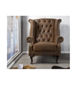 Fotel Chesterfield antyczny brąz*Invicta Interior New