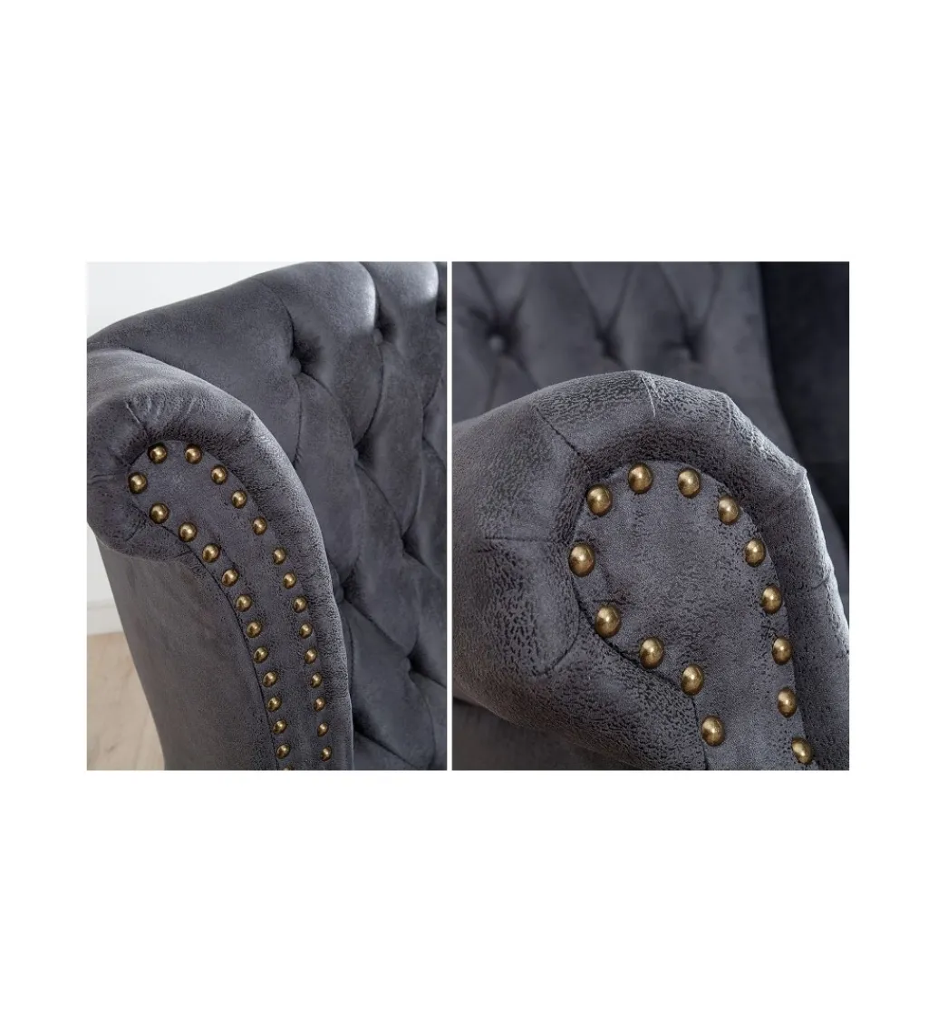 Fotel Chesterfield antyczny szary*Invicta Interior Outlet