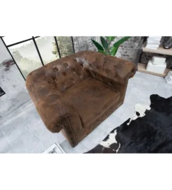 Fotel Chesterfield 110 cm antyczny brąz*Invicta Interior Hot