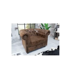 Fotel Chesterfield 110 cm antyczny brąz*Invicta Interior Hot