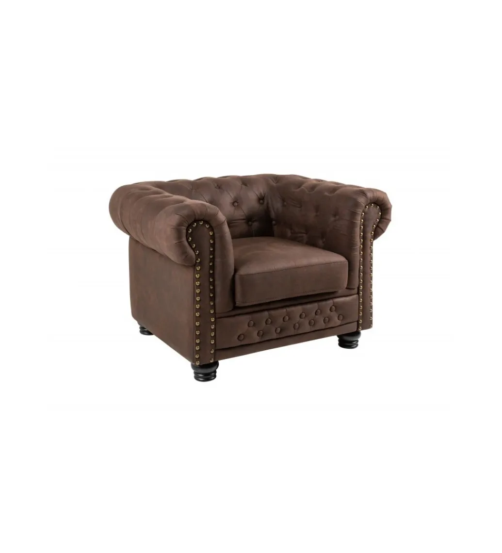 Fotel Chesterfield 105 Cm Brąz Vintage*Invicta Interior New