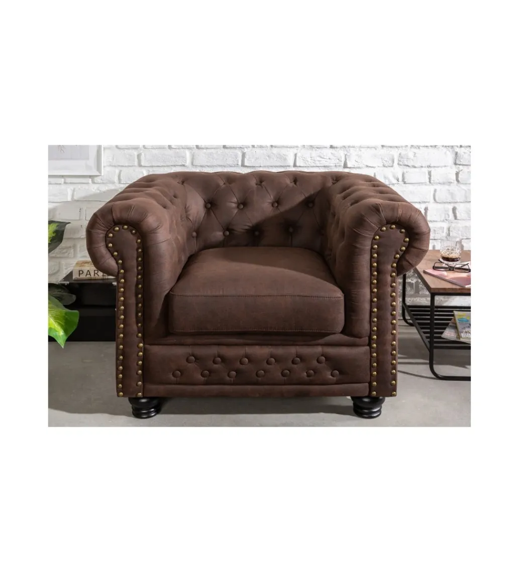 Fotel Chesterfield 105 Cm Brąz Vintage*Invicta Interior New