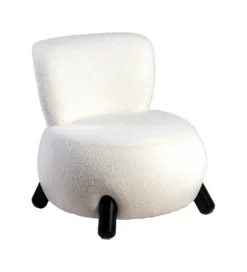 Fotel ENKIR 73 cm biały tapicerowany boucle*Zona-Design Discount