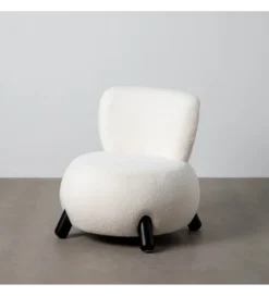 Fotel ENKIR 73 cm biały tapicerowany boucle*Zona-Design Discount