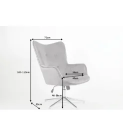 Fotel Lounger 110 Cm- 110 Cm Szary Aksamit*Invicta Interior New