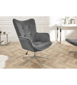 Fotel Lounger 110 Cm- 110 Cm Szary Aksamit*Invicta Interior New